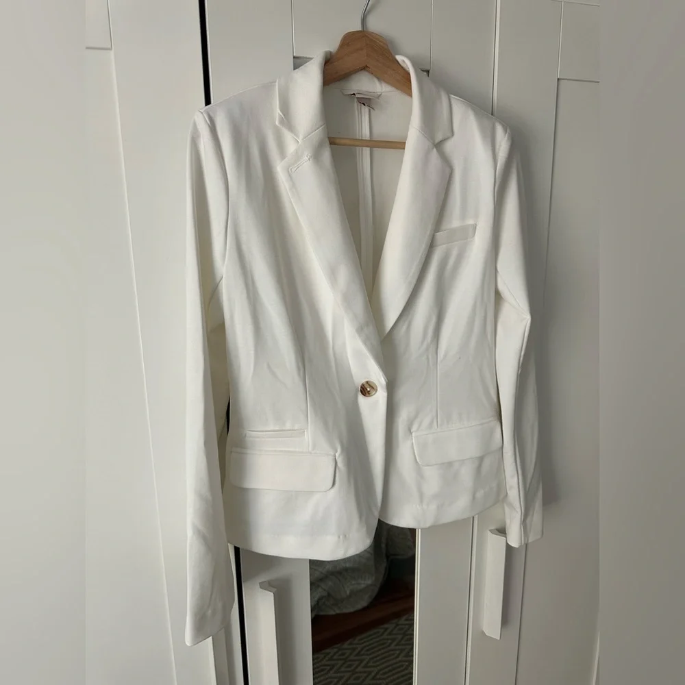 Merona White Blazer Women's Ponte Knit Summer Blazer Size Small - Picture 1 of 5
